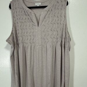 J.Jill Sleeveless Textured Knit Tunic Top Neutral Beige Size 3xl
